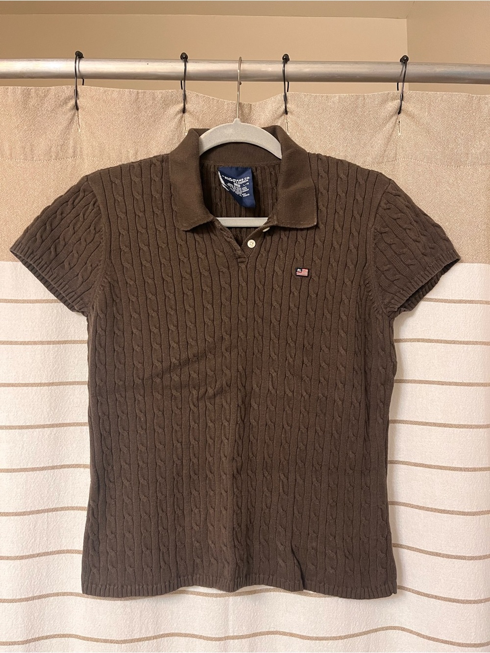 Polo Jeans Co Ralph Lauren Brown Cable-Knit Polo Sweater